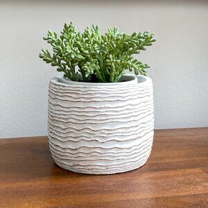 Abbott Collection Wavy Ripple Planter Cement Textured Small Modern Pot 4"